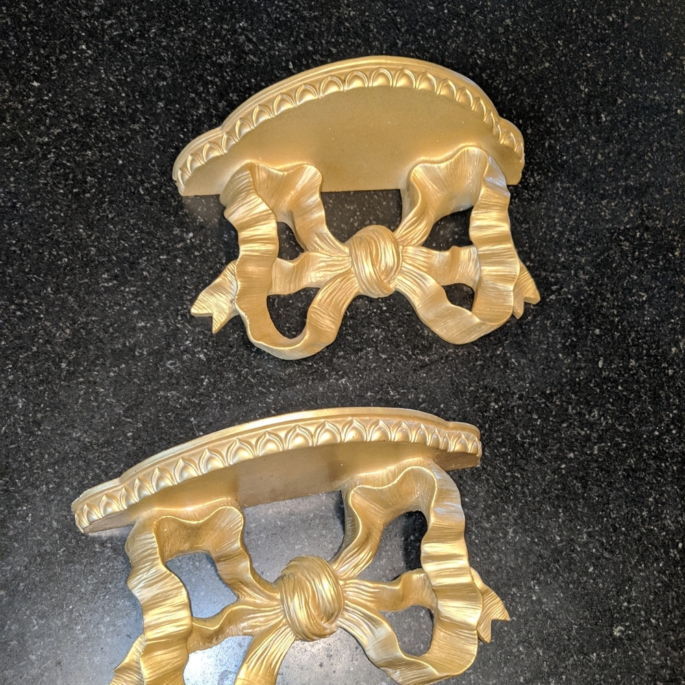 Gold Ribbon pair of display shelves